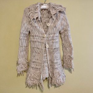 Free People Wool Fringe Cardigan